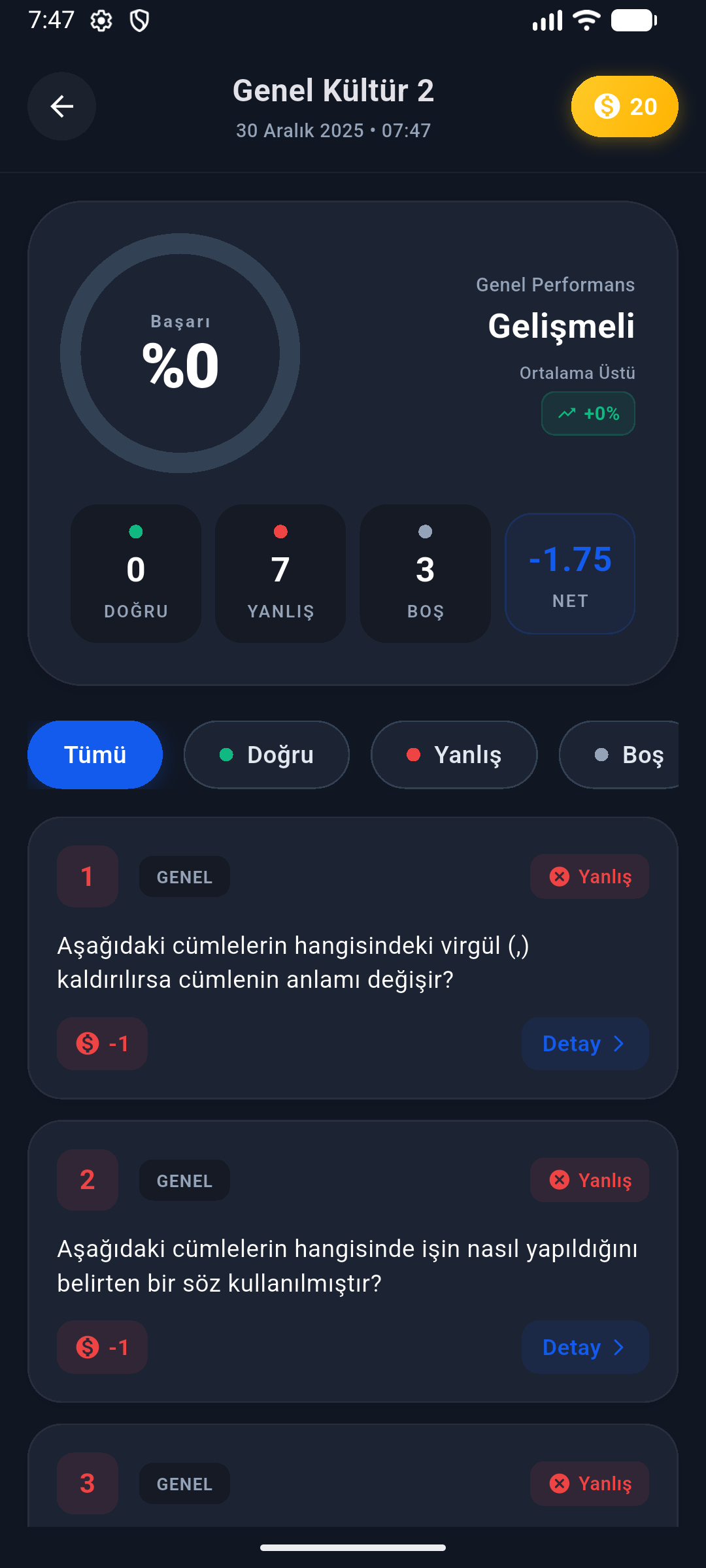 Testly Profil Ekranı